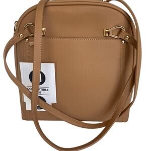 Brand New Miztigue Convertible Backpack Shoulder Bag Camel w/ Gold Accents Nice